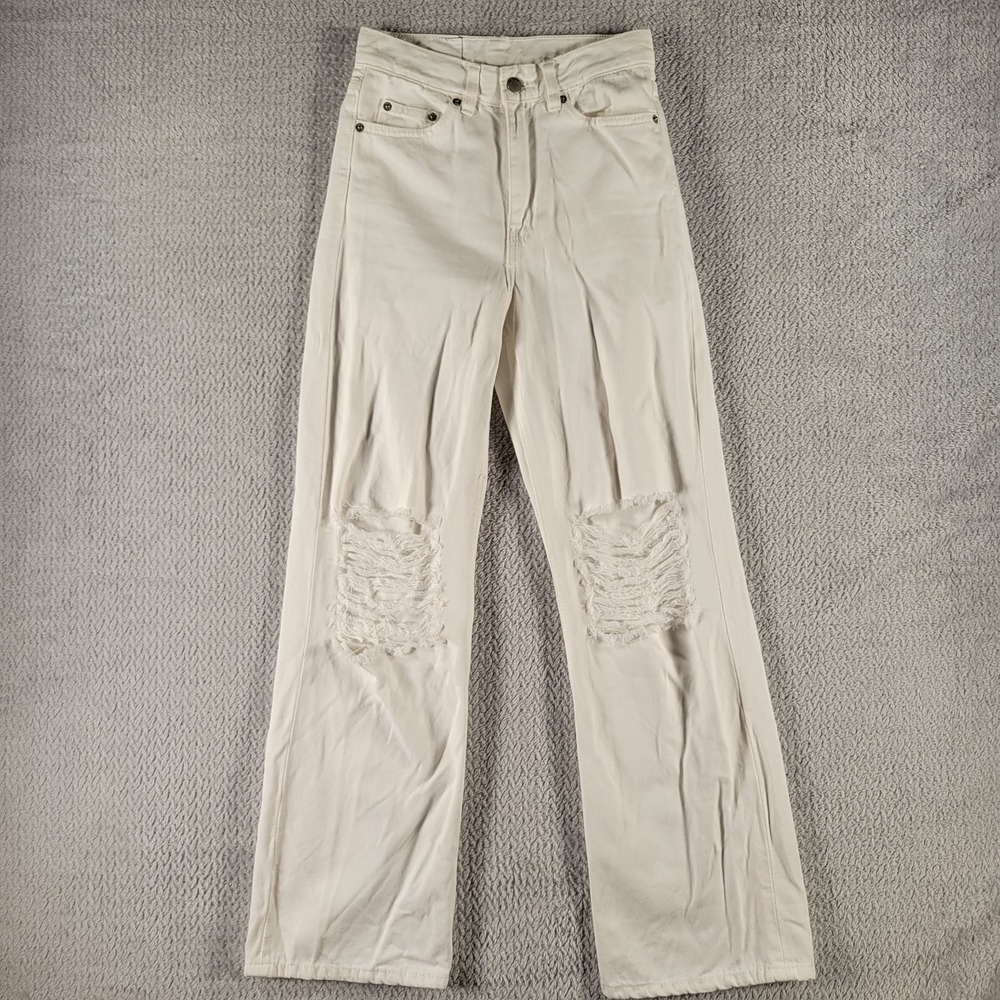 DR Denim distressed wide leg white jeans size 25/30